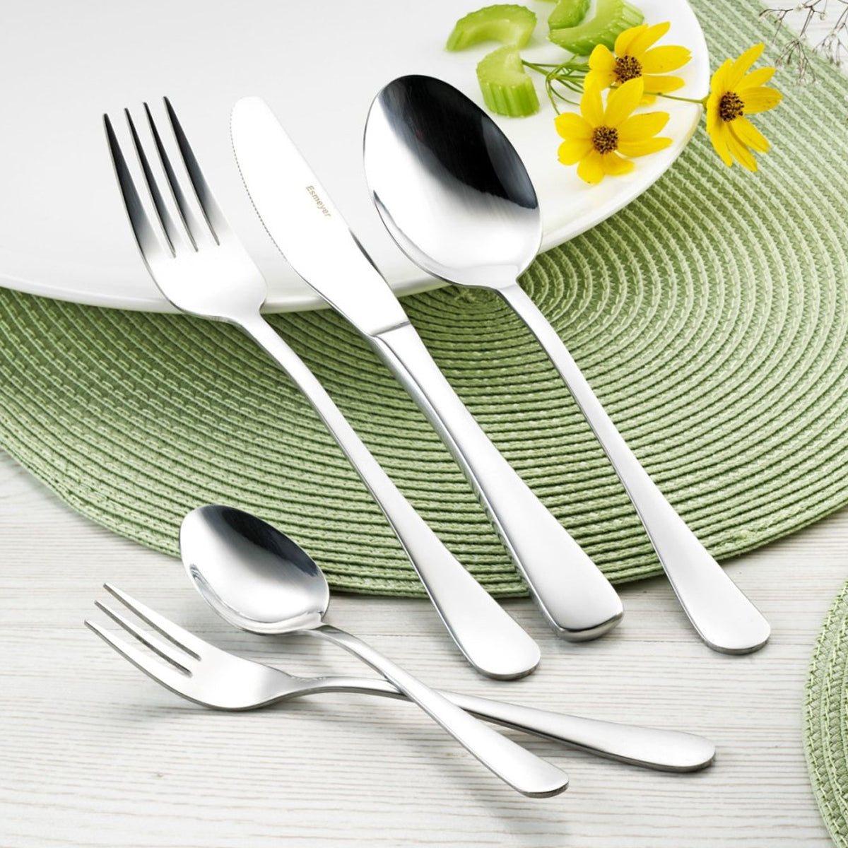 Besteck Esmeyer Sylvia Messer Gabel Löffel Dessertlöffel Kuchengabel Set