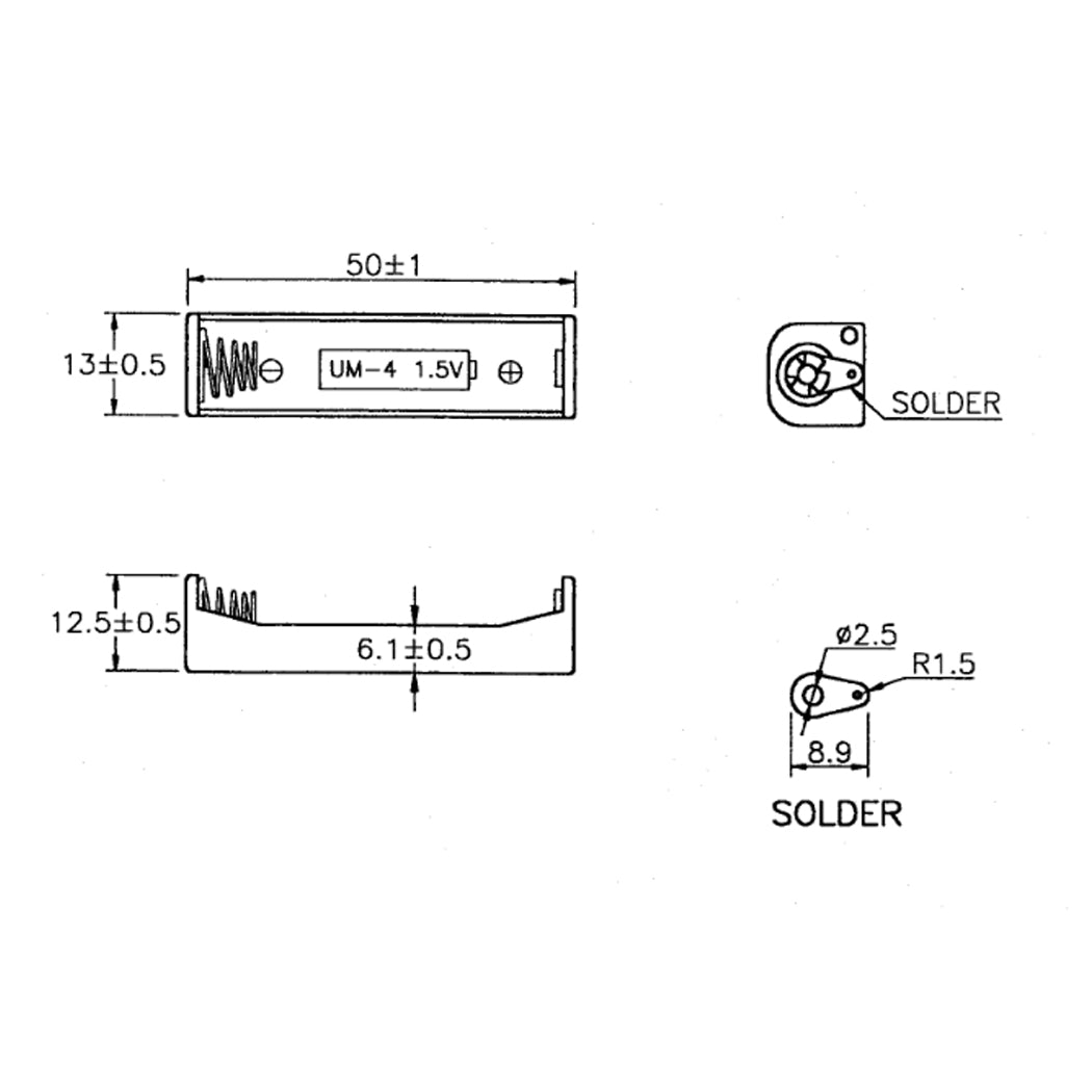 Batteriehalter für 1x AAA Micro Batterien Akku Halter Gehäuse FR03 HR03 LR03