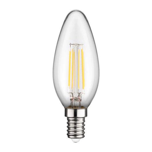 Filament LED Glühbirne E14 Kerzenform 4W Warmweiß Klar 2700K Lampe Licht