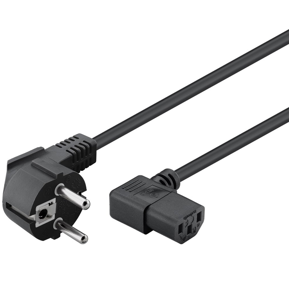 Kaltgeräte Stromkabel 3m beidseitig gewinkelt rechts Netzkabel Kabel Schwarz