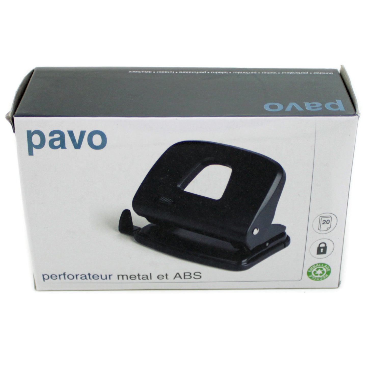 Papierlocher pavo 8053148 max. 20 Blatt Stanzlocher Bürolocher Locher Schwarz