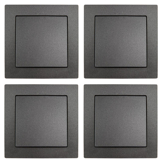 4x Wechselschalter mit Rahmen anthrazit 250V Lichtschalter Taster Wandschalter
