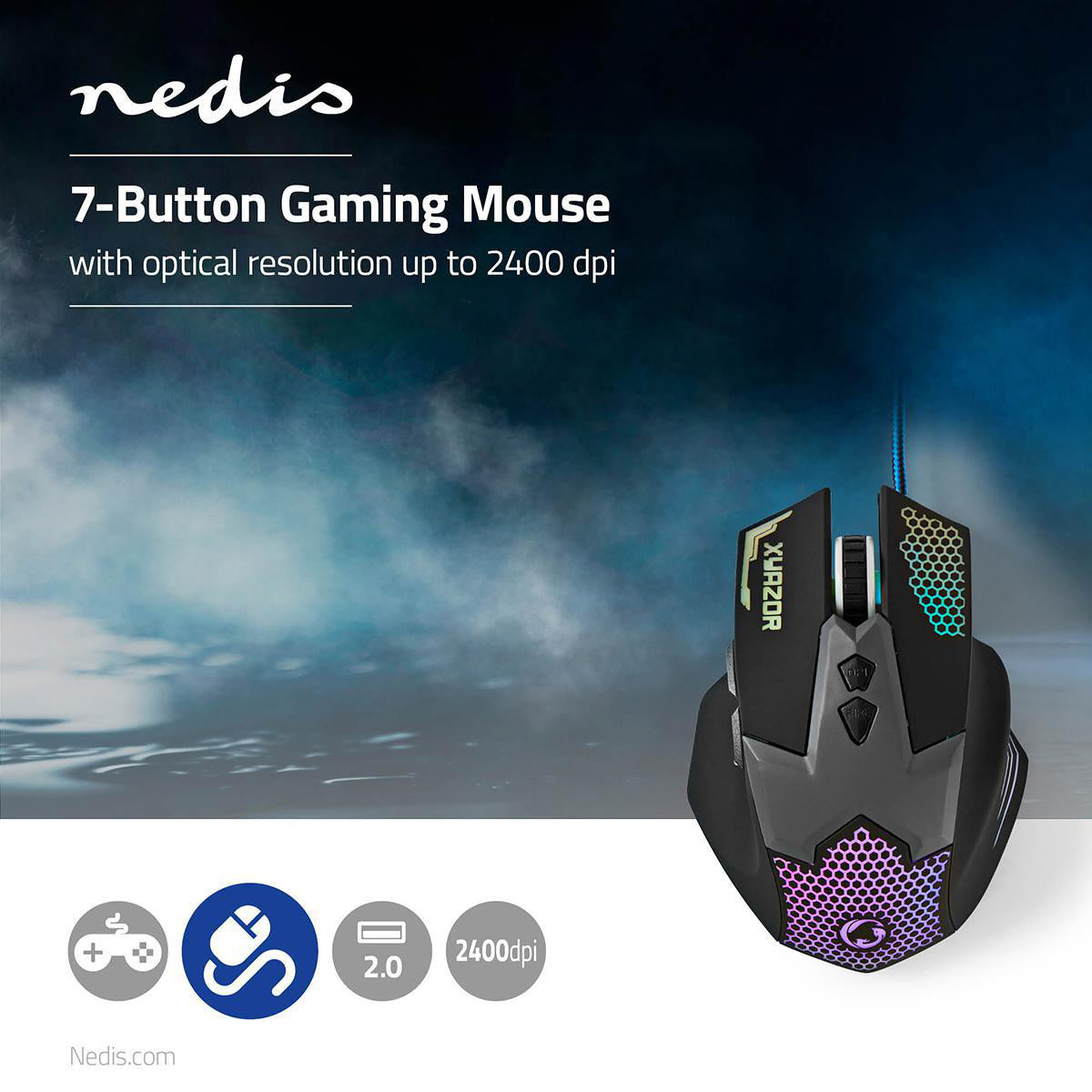 Gaming Maus Optische USB Gamer Mouse 2400dpi Beleuchtet 7-Tasten LED PC Computer
