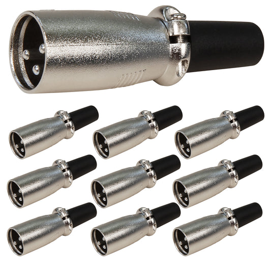 10x XLR Stecker Mikrofonstecker 3 polig DMX Kabel Zugentlastung Mikrofonkabel
