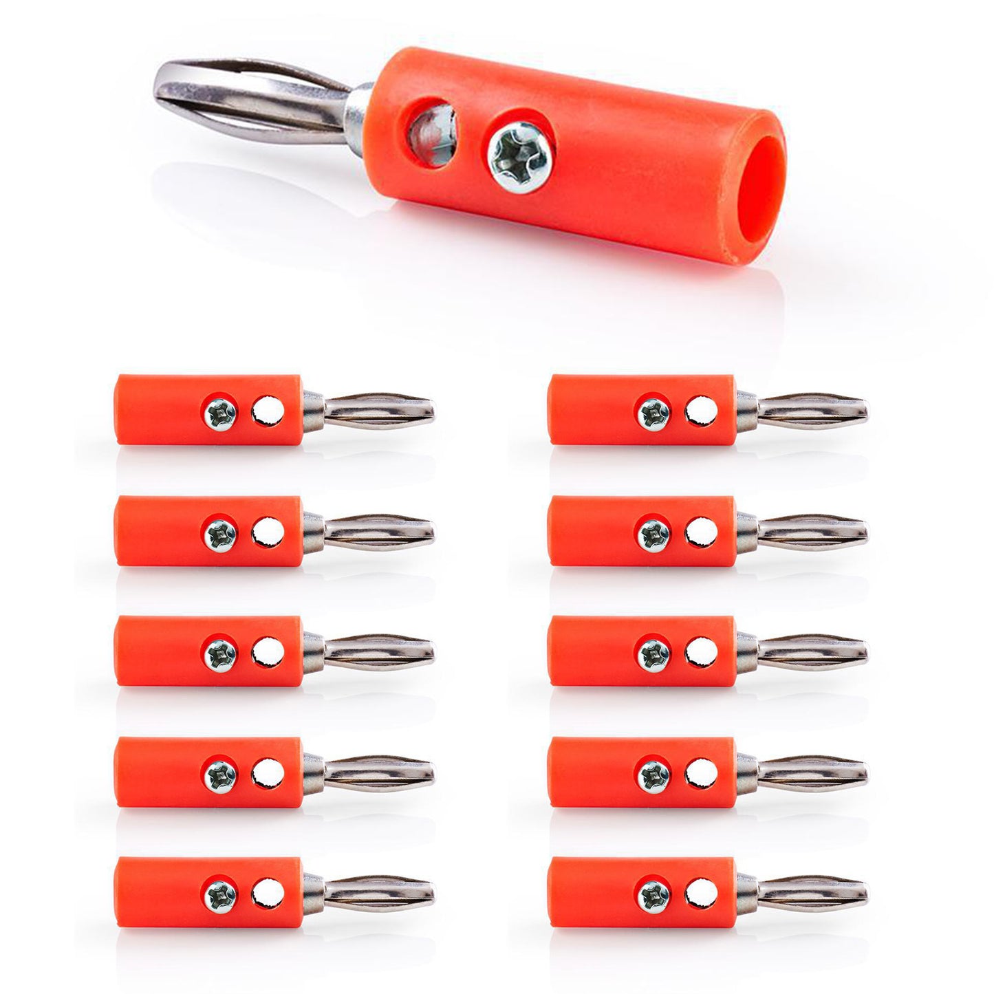 10x Bananenstecker Rot schraubbar 4mm Labor Audio Netz Telefon Stecker