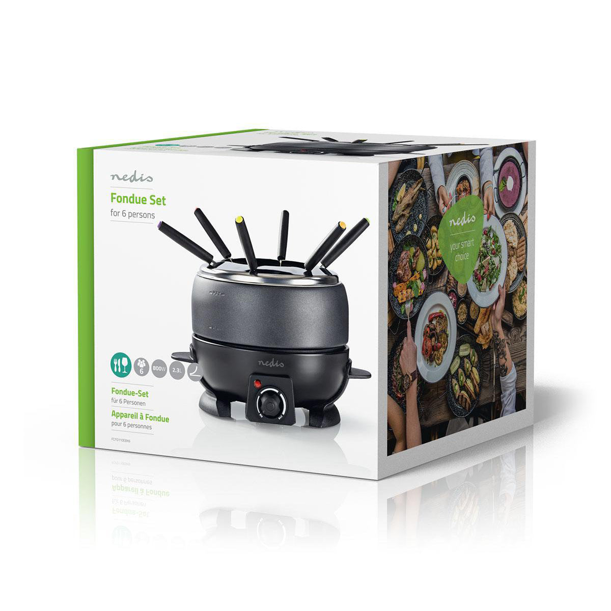 Fondue Set 6 Personen Elektrisch BBQ Topf für Käse Schoko Fleisch Party Grillen