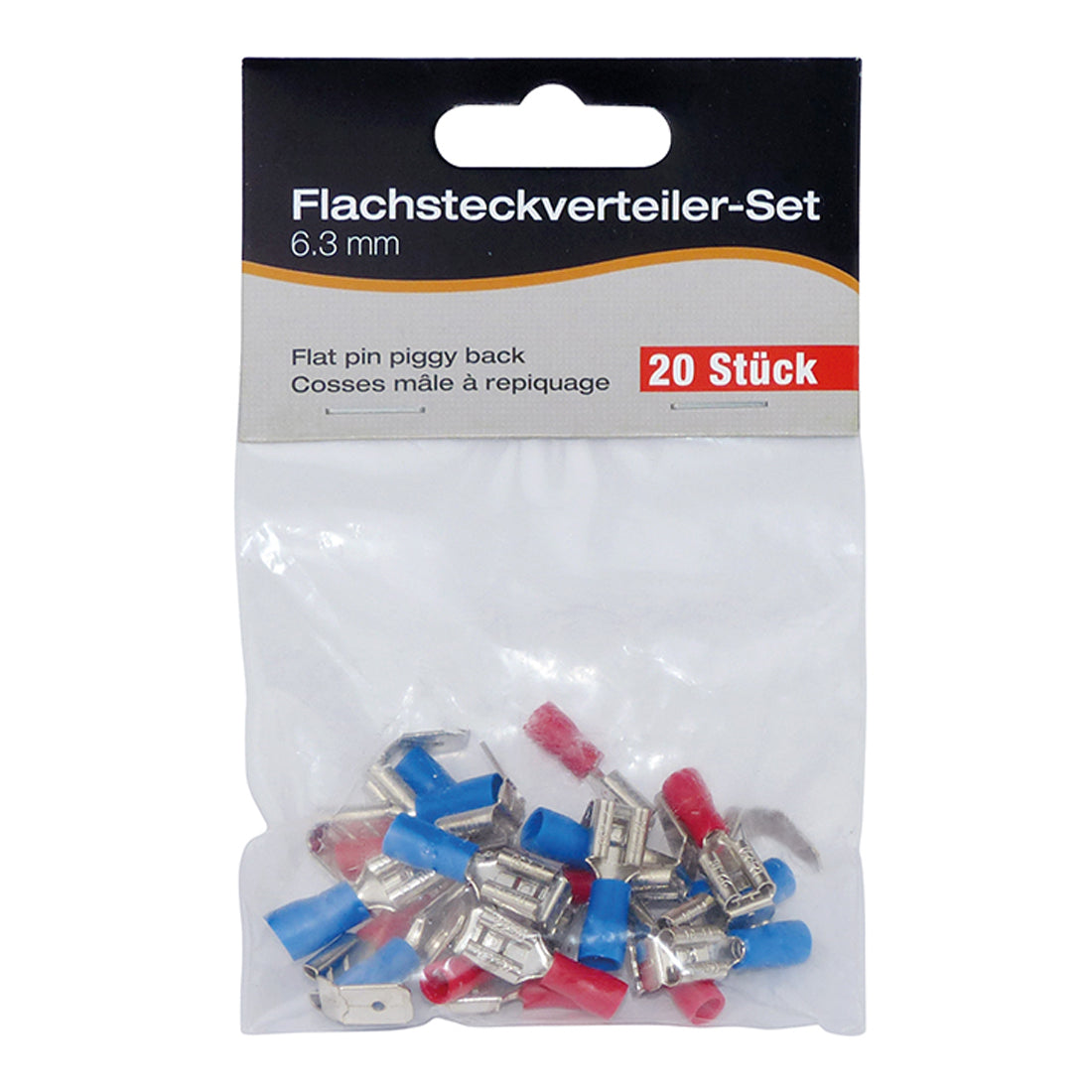 20x Flachsteckhülsen mit Abzweig 6,3mm Set Flachsteckverteiler Kabelschuhe 2fach