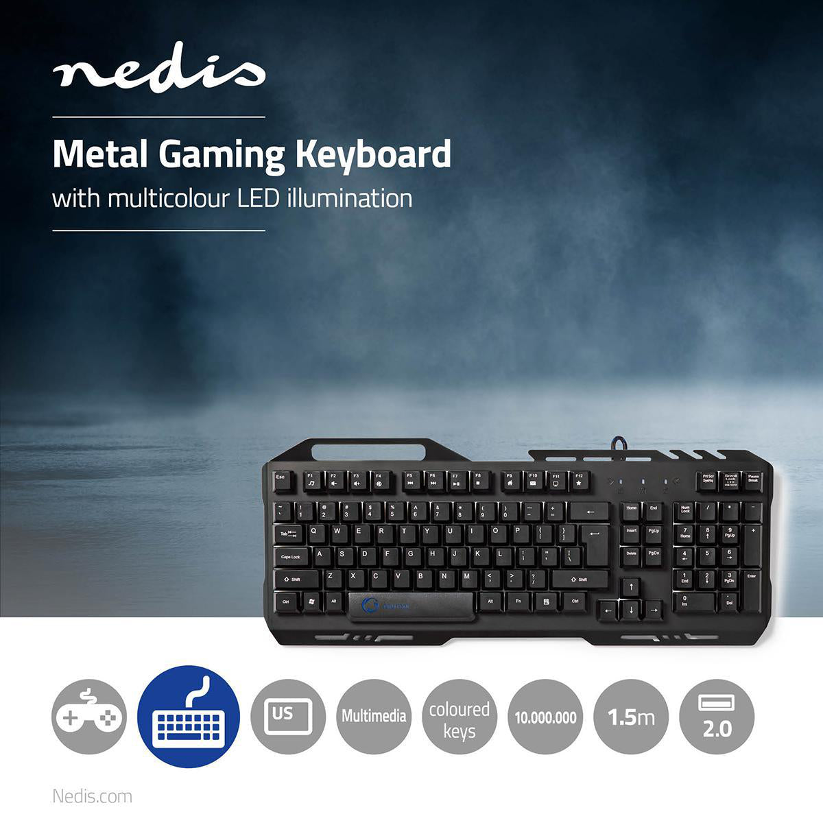 Gaming Tastatur US-International-Layout LED Beleuchtung USB Keyboard Handyhalter