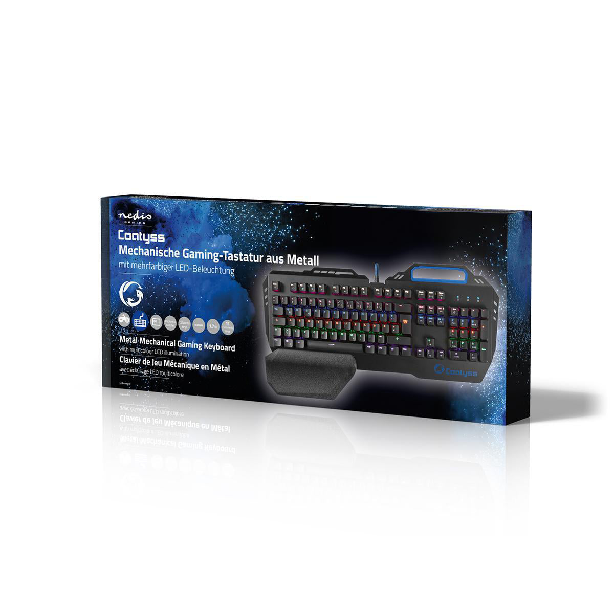 Gaming Tastatur Metall LED RGB Beleuchtung USB Keyboard Telefonhalter QWERTZ