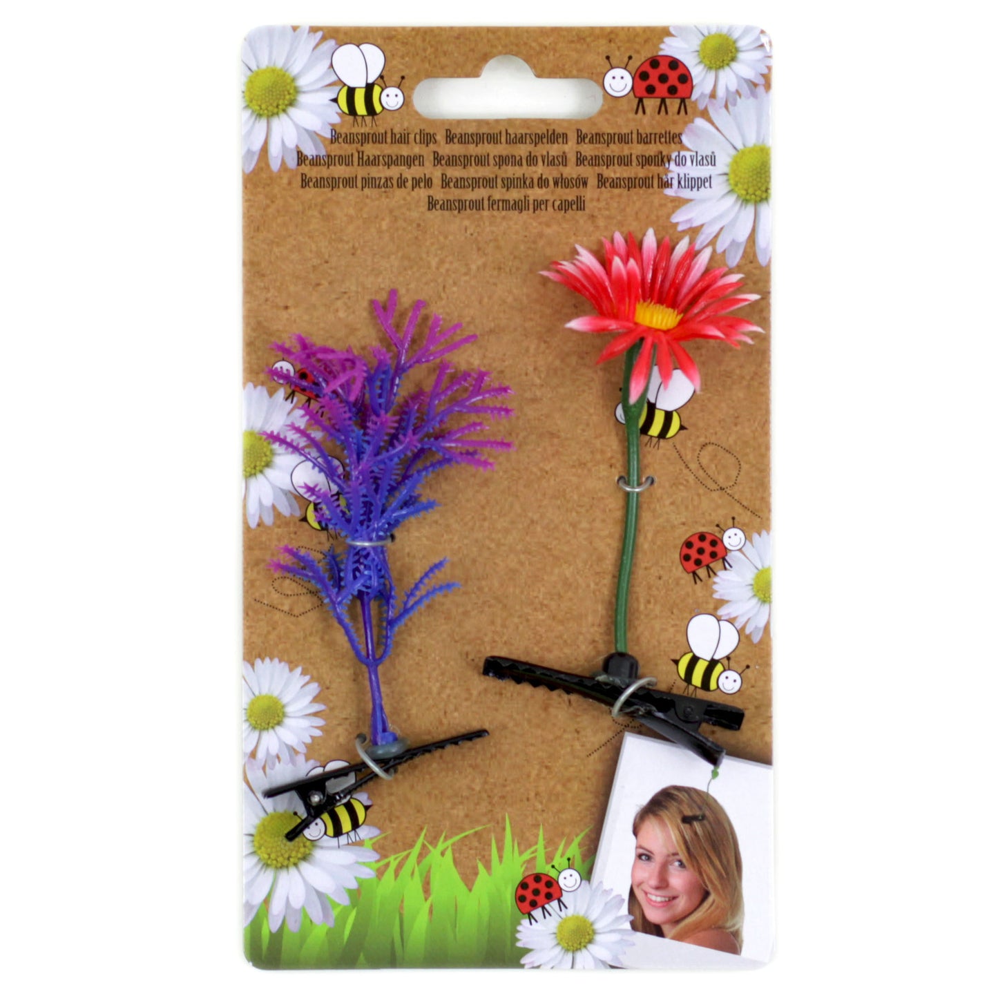 6 Stück Haarspange f. Kinder / Blumen, Marienkäfer, Erdbeere Haarklammer Schmuck