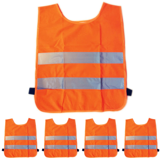 4x Kinder Warnweste 3-12 Jahre Orange Sicherheitsweste Überwurfweste Warnschutz