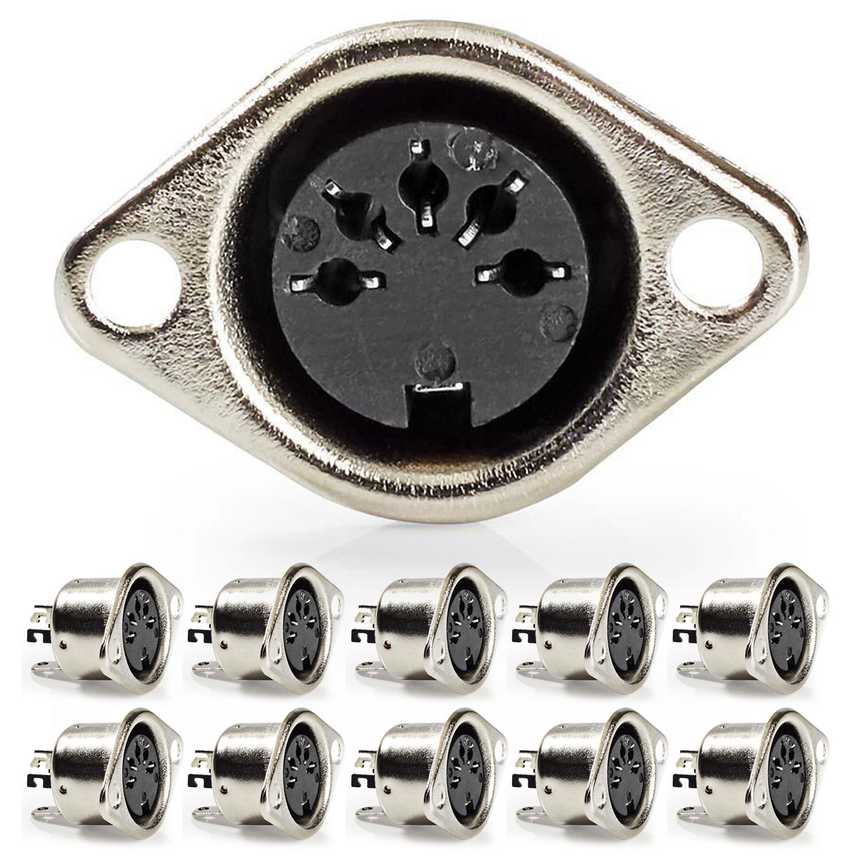 Zehn 5-polige DIN-Einbaubuchsen aus Metall für Audio und Phono
