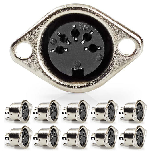 Zehn 5-polige DIN-Einbaubuchsen aus Metall für Audio und Phono