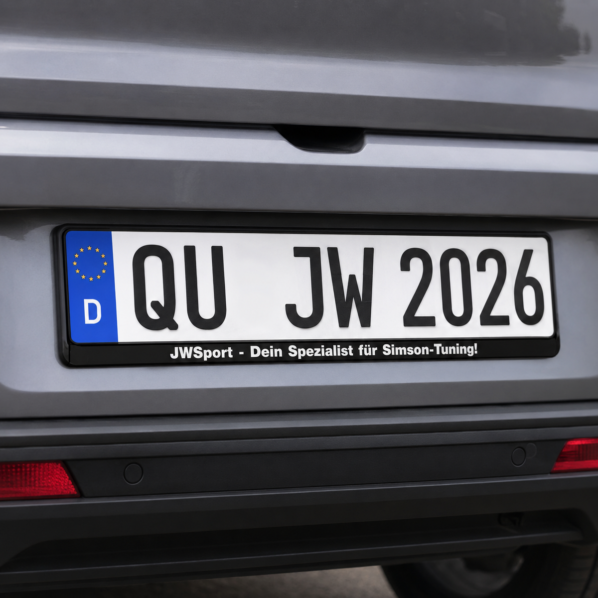 2x KFZ Kennzeichen Halter personalisiert mit Wunschtext | Schwarze Nummernschild Halterung bedruckt