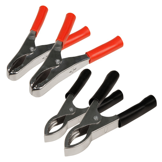 4x Krokodilklemmen 20A 2xSchwarz 2xRot 82mm isoliert Batterie Prüf Kroko Klemmen