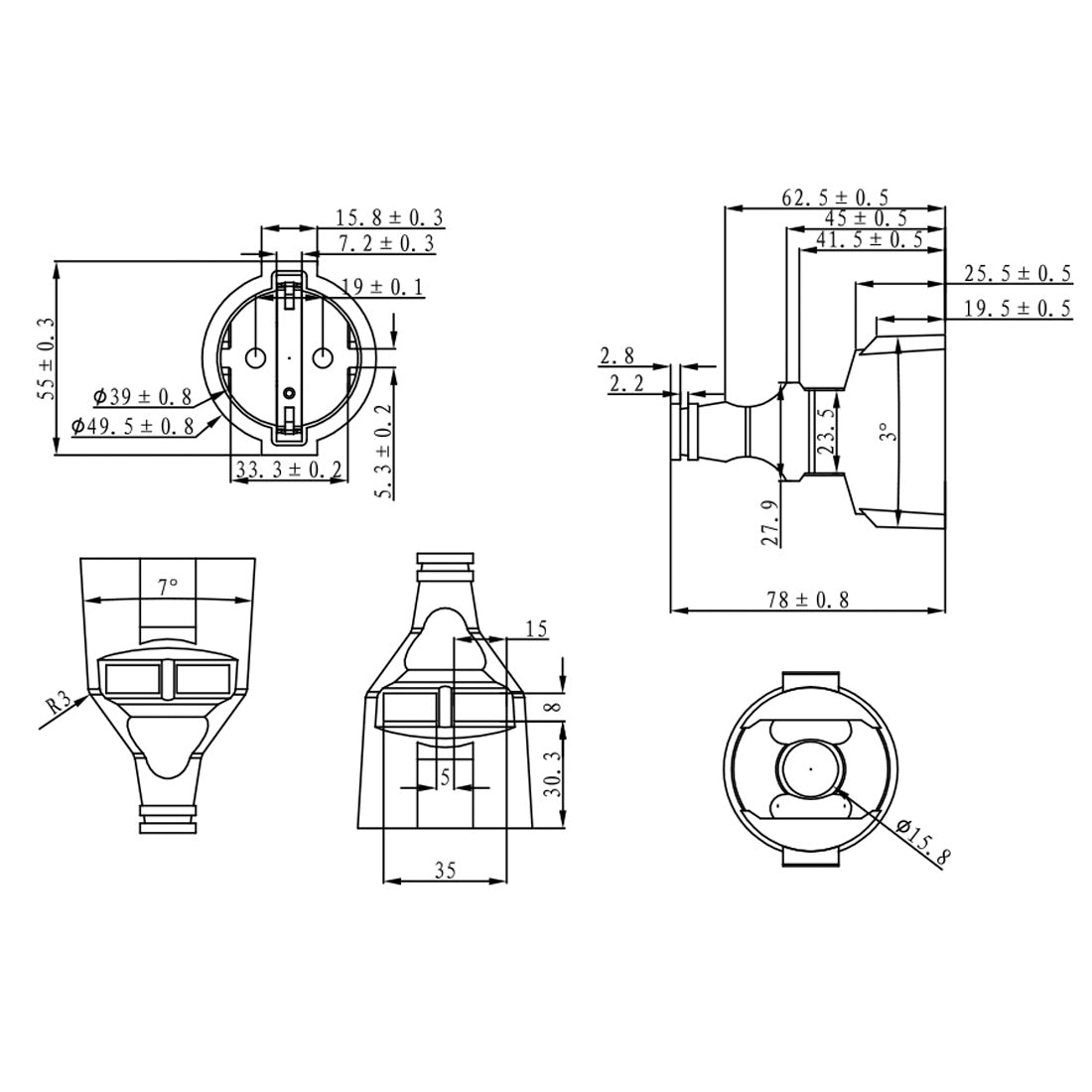 Strom Verlängerung 2m Schutzkontakt Stecker gewinkelt zu Buchse - Schwarz InLine