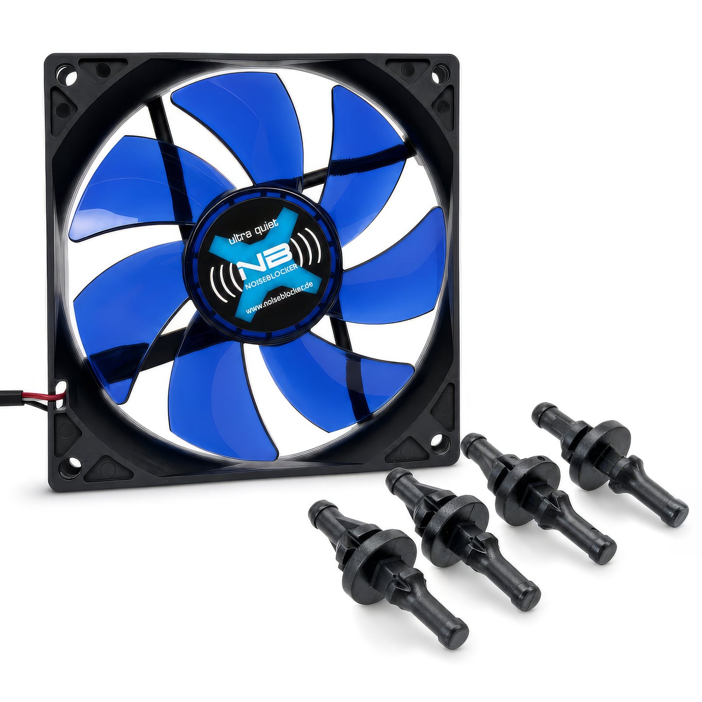 Blacknoise NB-BlackSilentFan XE-1 92mm inkl. 4 Entkoppler - Ultra Silent Lüfter Bundle 12V