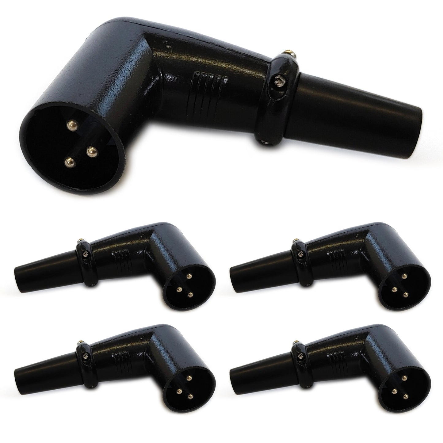 4x XLR Winkelstecker im Set auf weißem Hintergrund