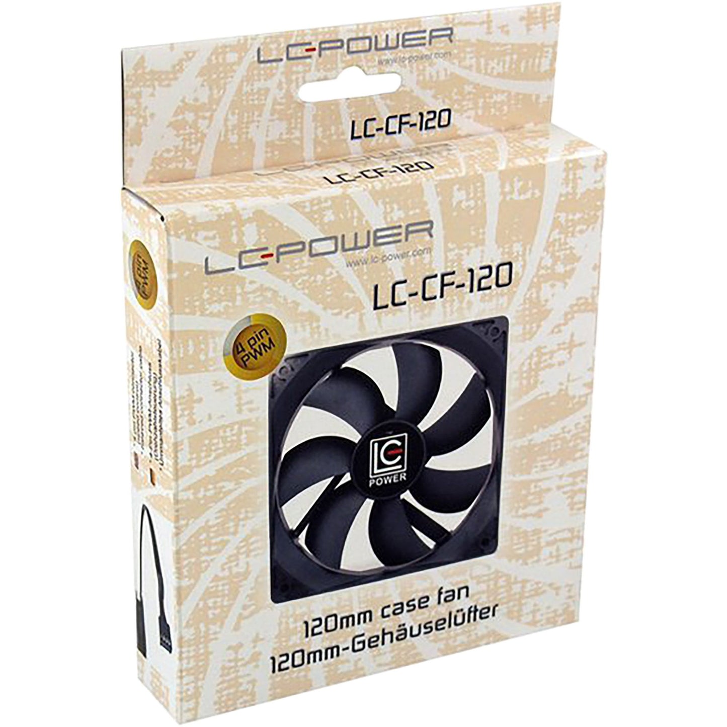 LC Power LC-CF-120 120mm PWM leiser Gehäuselüfter mit Hydrolager in Schwarz