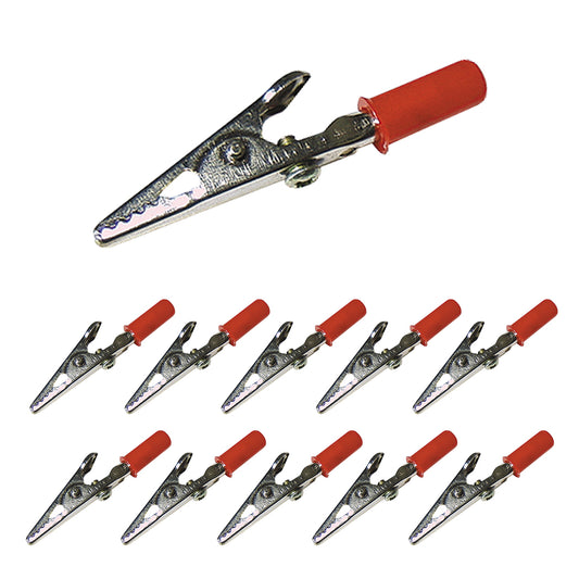 10x Krokodilklemmen Rot 55mm isoliert 4mm-Bananenstecker-Buchse Prüfklemmen