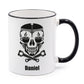 Personalisierte Tasse mit Kolben Totenkopf Motiv und Name Daniel