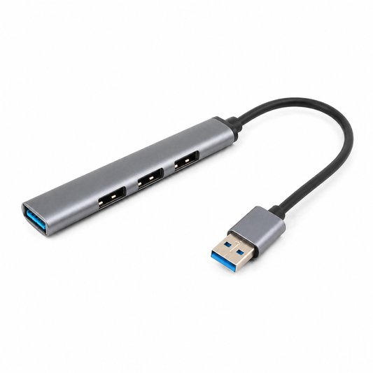 USB-A Hub 4 Port auf USB-A mit 3x USB 2.0 und 1x USB 3.0 in Spacegrau