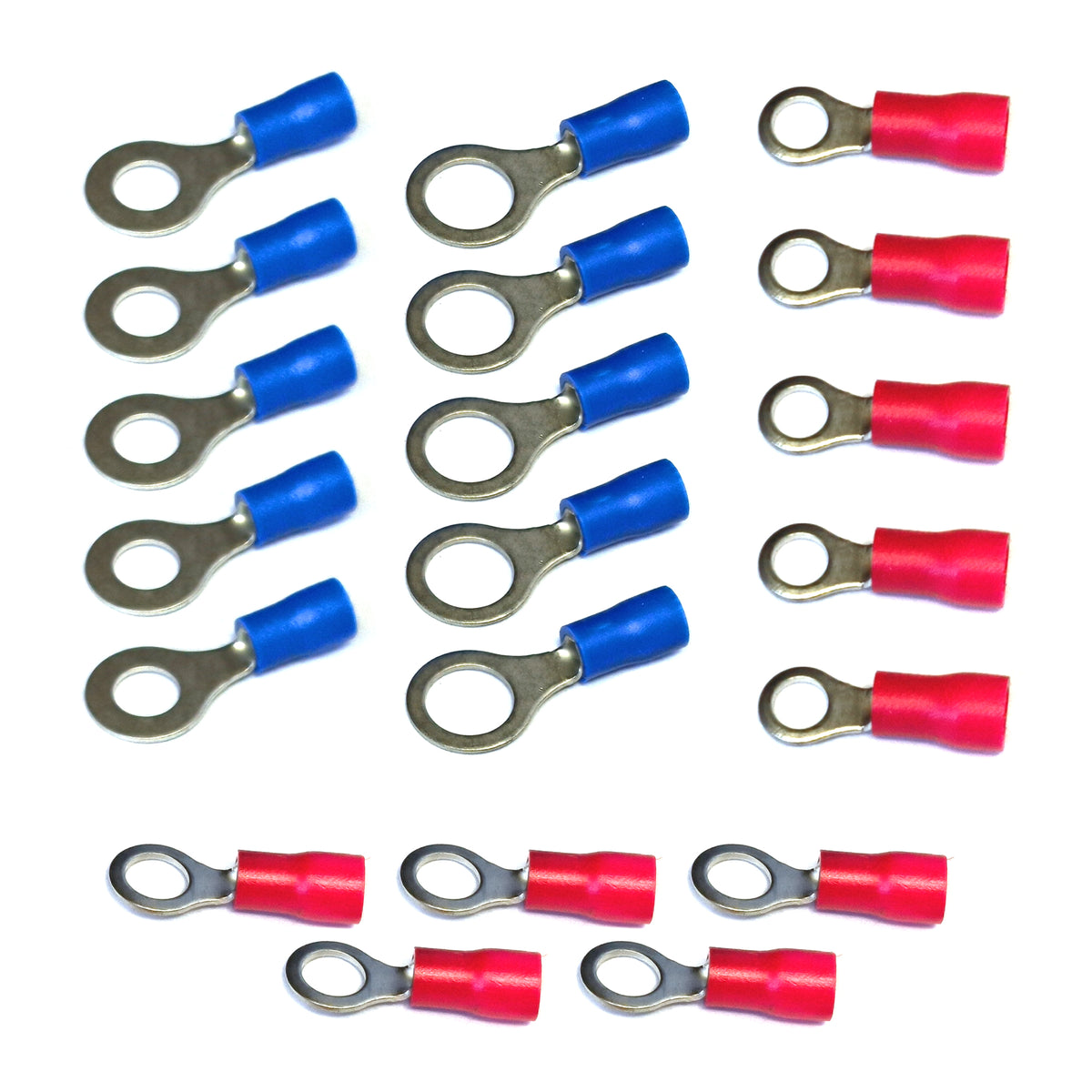 20x Ringkabelschuhe isoliert Set M4 M5 M6 M8 Rot Blau KFZ Kabel Ösen Verbinder