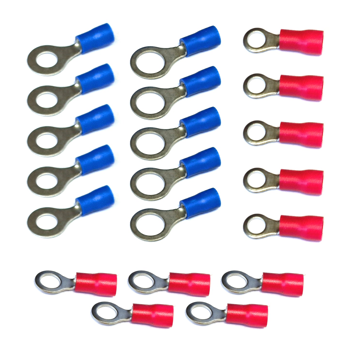 20x Ringkabelschuhe isoliert Set M4 M5 M6 M8 Rot Blau KFZ Kabel Ösen Verbinder