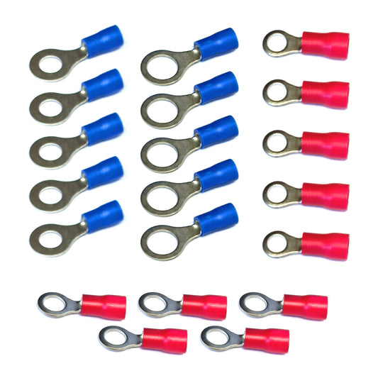 20x Ringkabelschuhe isoliert Set M4 M5 M6 M8 Rot Blau KFZ Kabel Ösen Verbinder