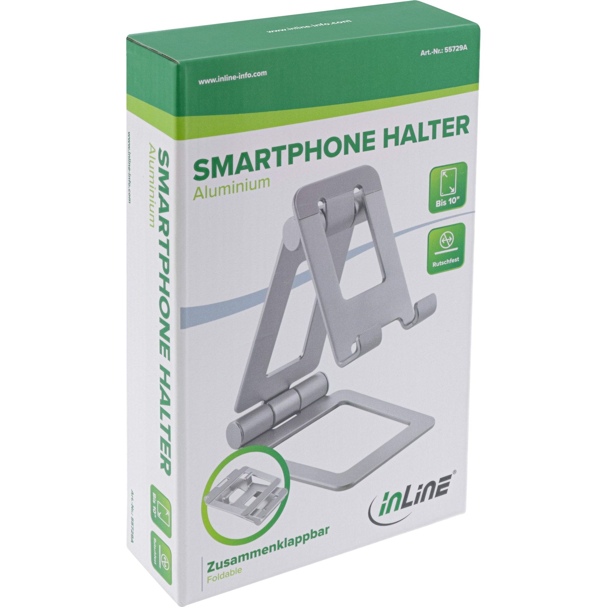 InLine Aluminium Halter für Smartphone und Tablet bis 10 Zoll mit Verkaufsverpackung