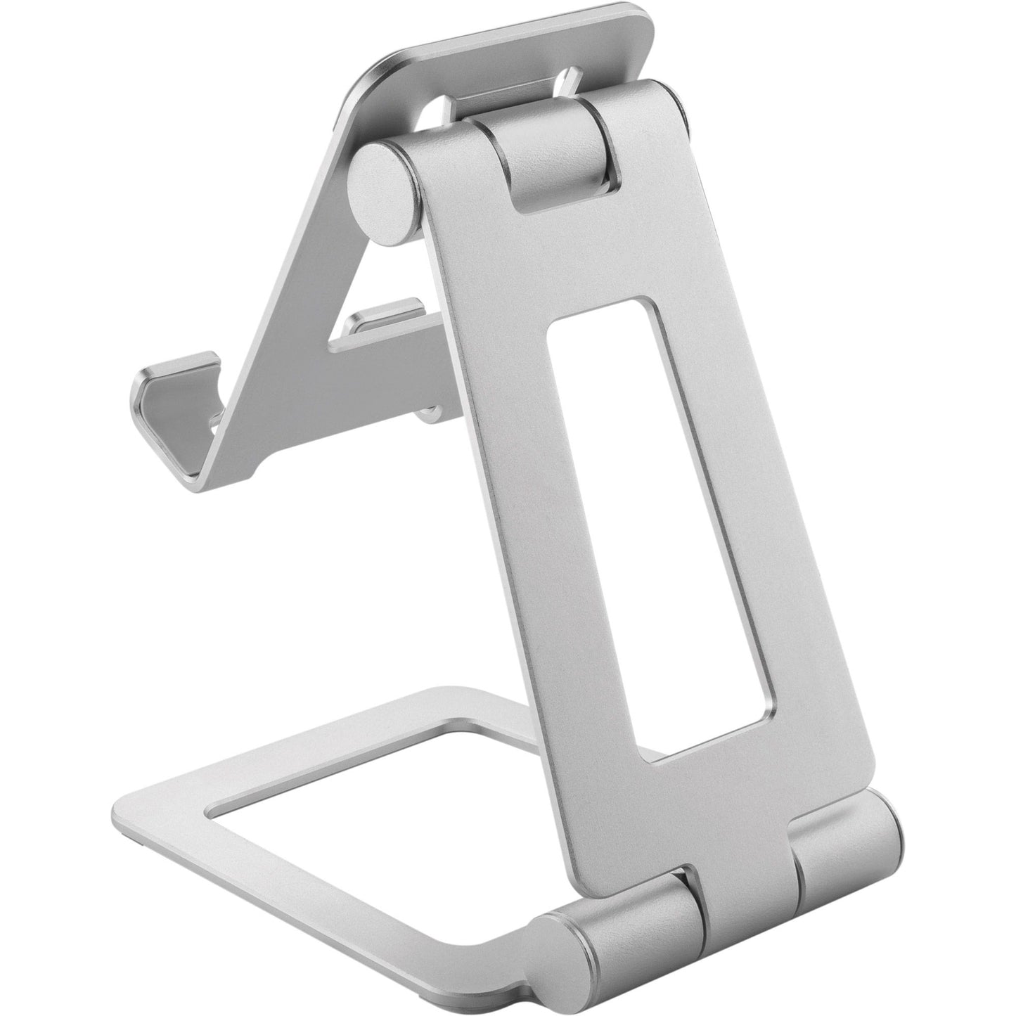 Klappbarer Tablet- und Smartphone-Ständer aus Aluminium mit Silikonpads von hinten