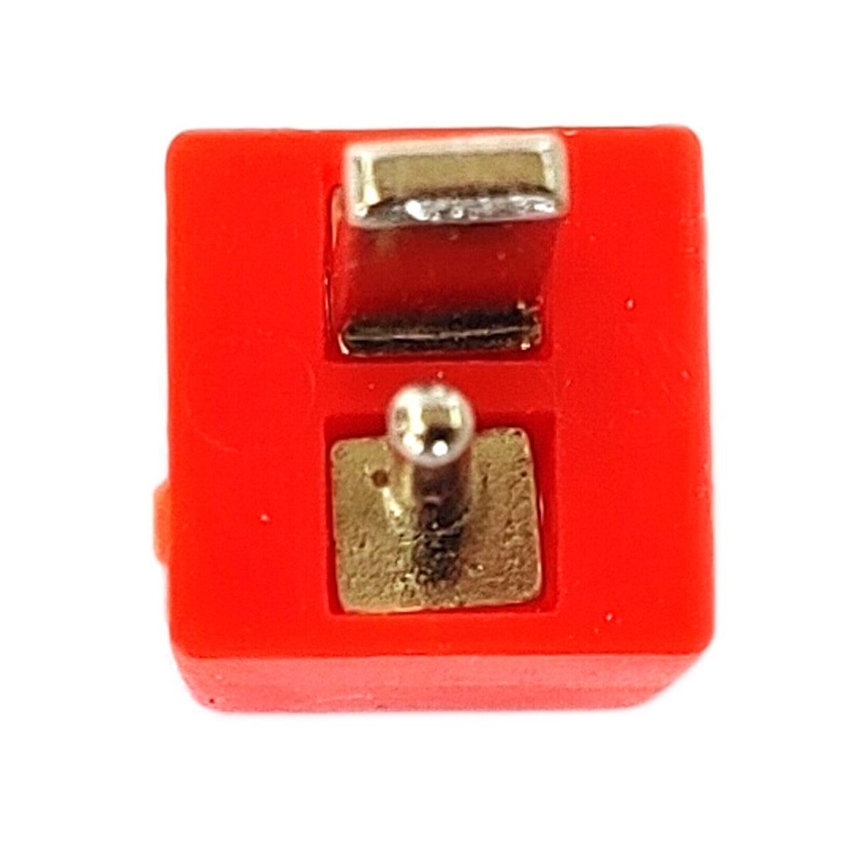 Ansicht von oben auf den Lautsprecherstecker Mini DIN gewinkelt in Rot
