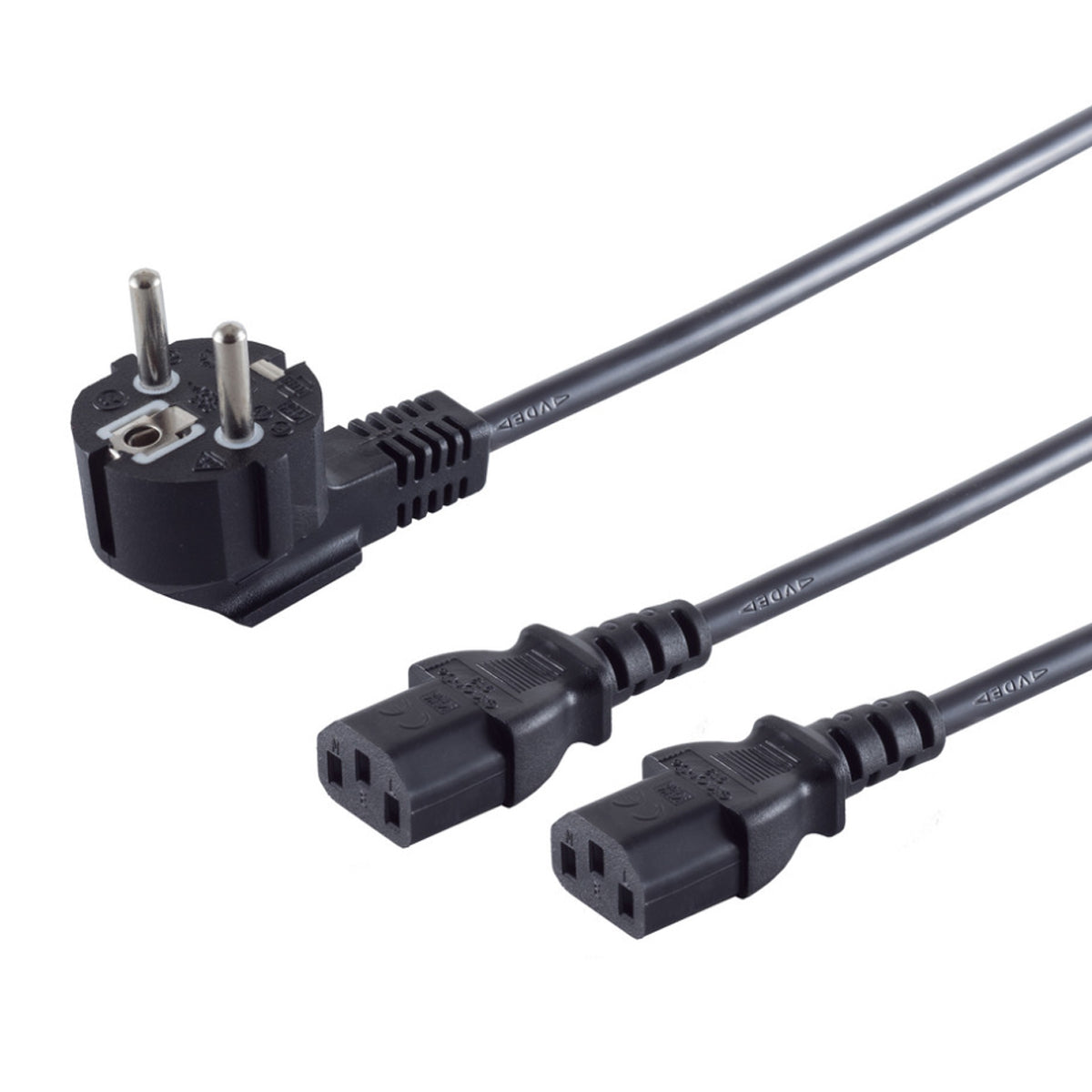 Nahaufnahme vom Kaltgeräte Y-Stromkabel mit einer Länge von 1,8m.