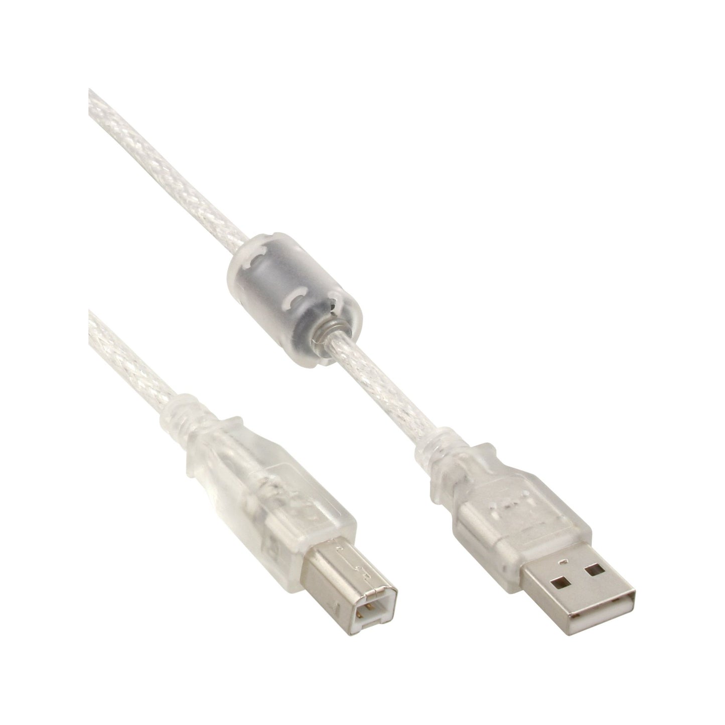 USB 2.0 Druckerkabel & Datenkabel 5m | Typ A auf Typ B | Transparent mit Ferritkern