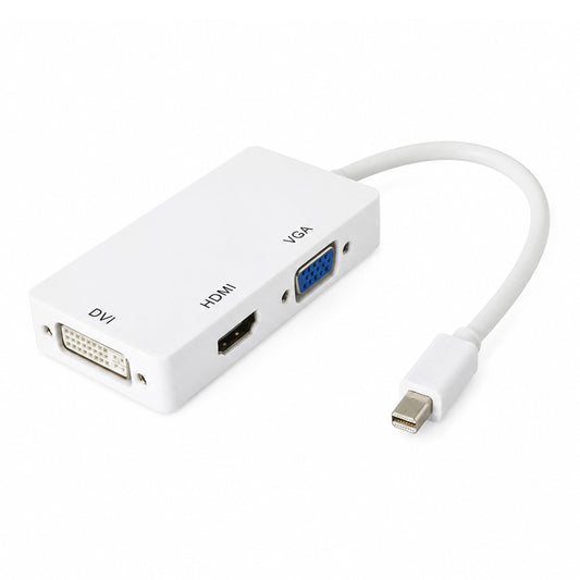 Mini DisplayPort Adapter Wandler auf HDMI DVI VGA in Weiß mit kurzem Kabel