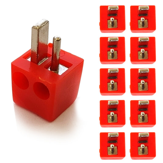 10x Lautsprecherstecker Mini DIN gewinkelt in der Farbe rot auf weißem Hintergrund