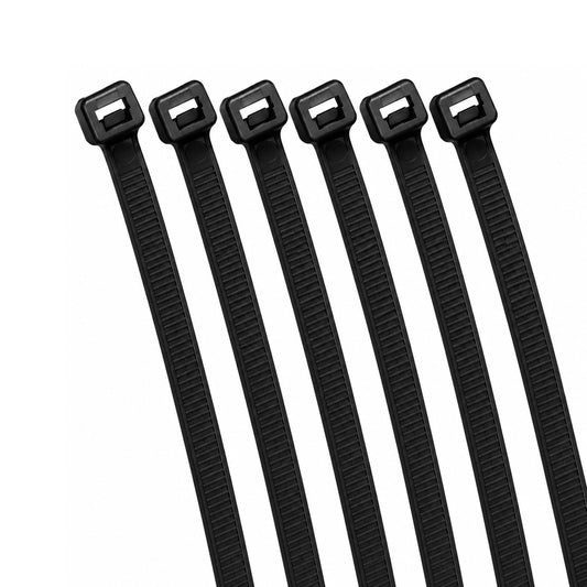 100 schwarze Kabelbinder 200 x 4 mm in transparenter Kunststoffverpackung, UV-beständig und wetterfest