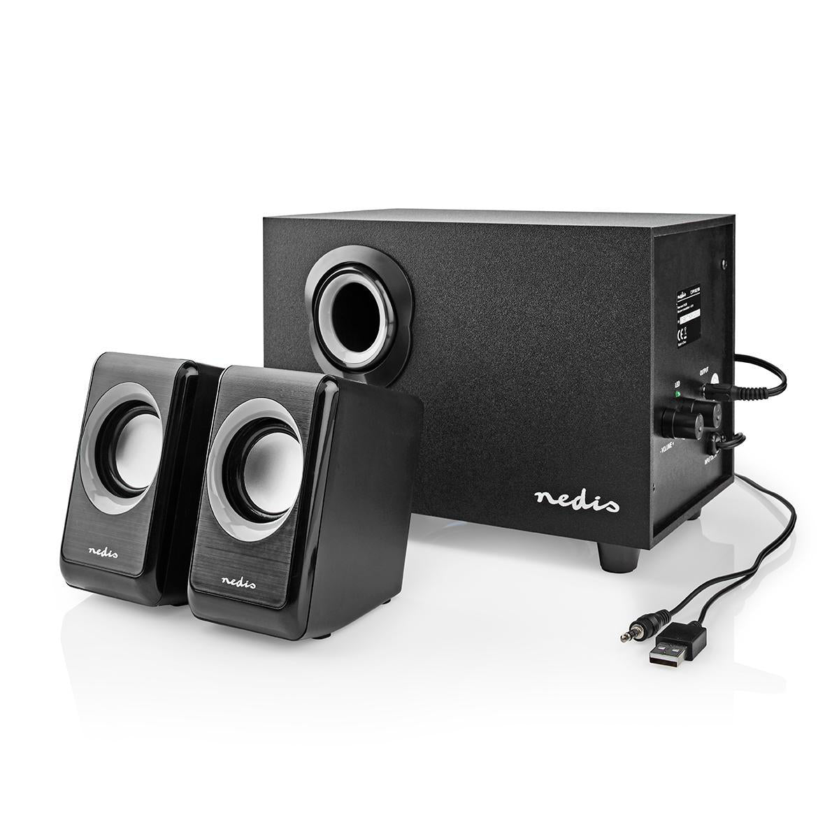 Lautsprecher System 2.1 PC Laptop Notebook Soundsystem Boxen USB 3,5mm Schwarz