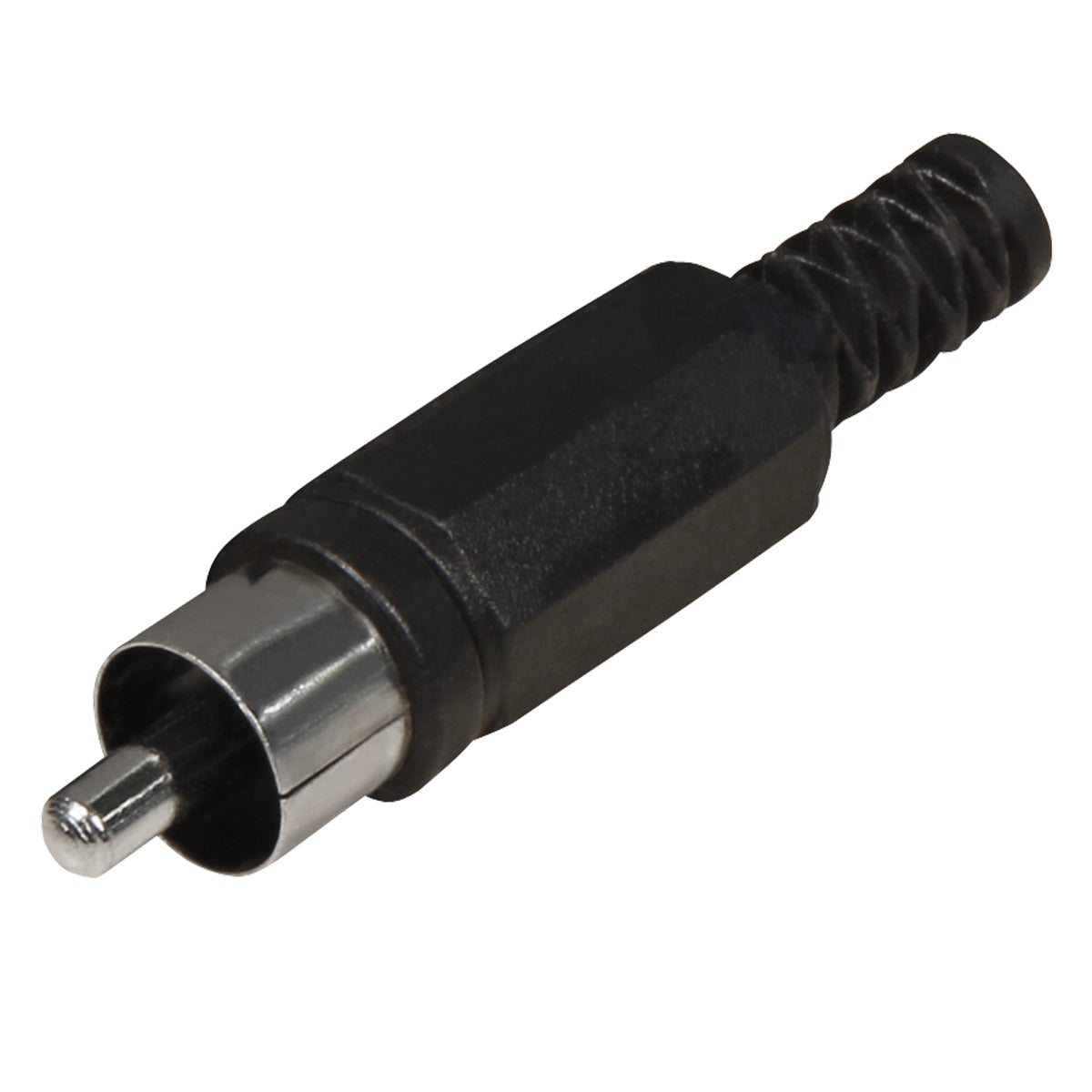 8x Cinch Stecker Schwarz zum Löten mit Knickschutz RCA Audiostecker