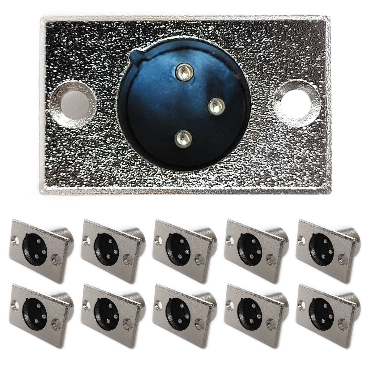 10x XLR Einbaustecker Flanscheinbau Eckig Male Männlich 3-polig Einbaubuchse