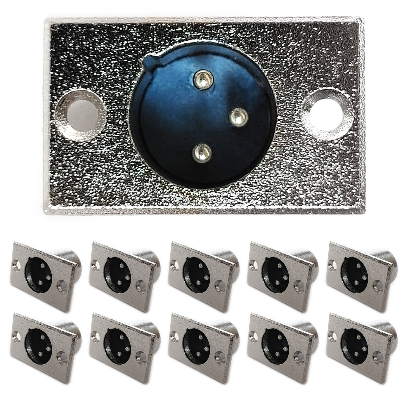 10x XLR Einbaustecker Flanscheinbau Eckig Male Männlich 3-polig Einbaubuchse
