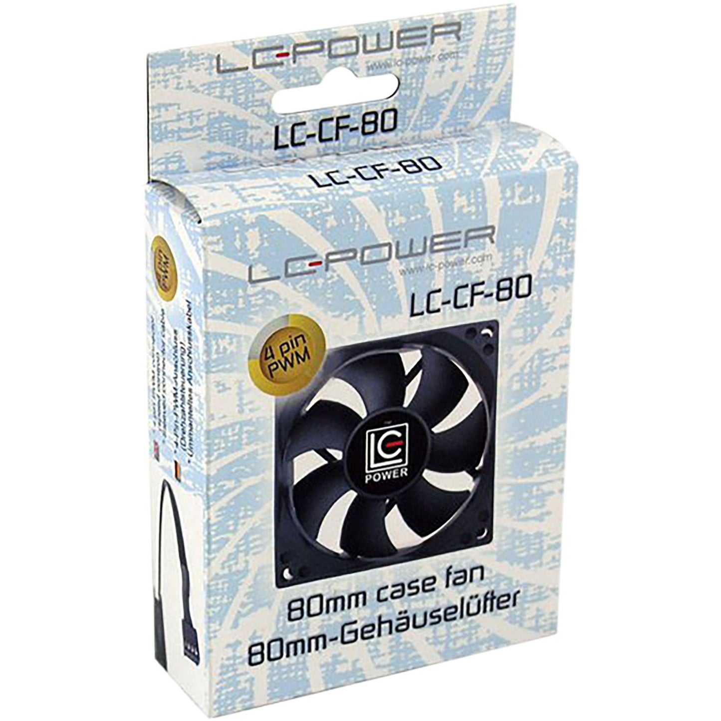 LC Power LC-CF-80 80mm PWM 4-Pin leiser Gehäuselüfter mit Hydrolager in Schwarz