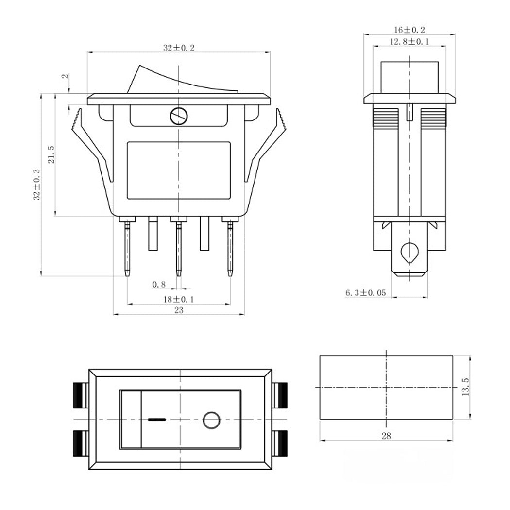 Kippschalter 3-Kontakt 1-Polig beleuchtet 250V 125V 20A Ein/Aus Wippenschalter