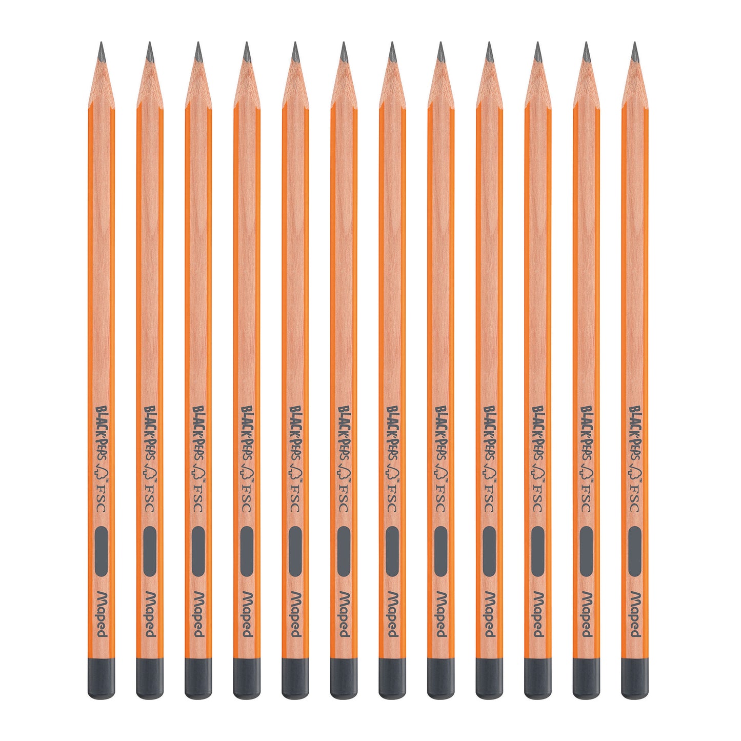 12x Bleistifte Set Ergonomisch H, HB, B, 2B, 2H Black Peps Drei-Kant-Form