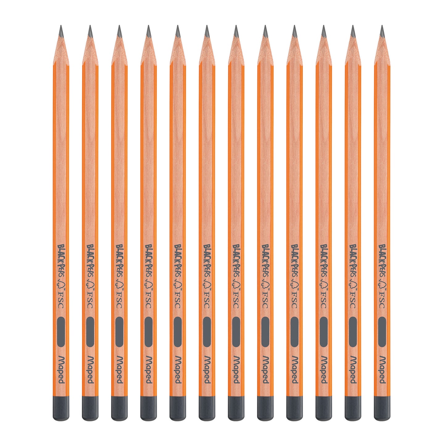 12x Bleistifte Set Ergonomisch H, HB, B, 2B, 2H Black Peps Drei-Kant-Form