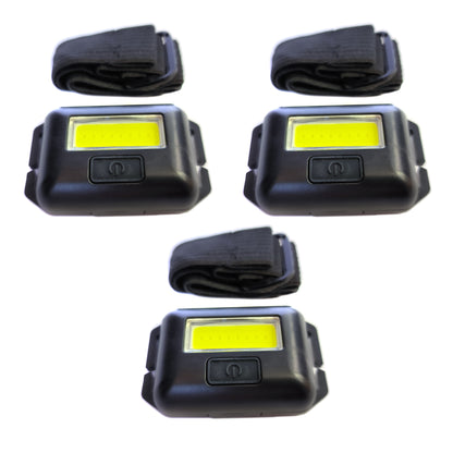 3x Kopflampe Set COB 3W Stirnlampe Kopflicht Stirnlicht Leicht Hell Batteriebetr