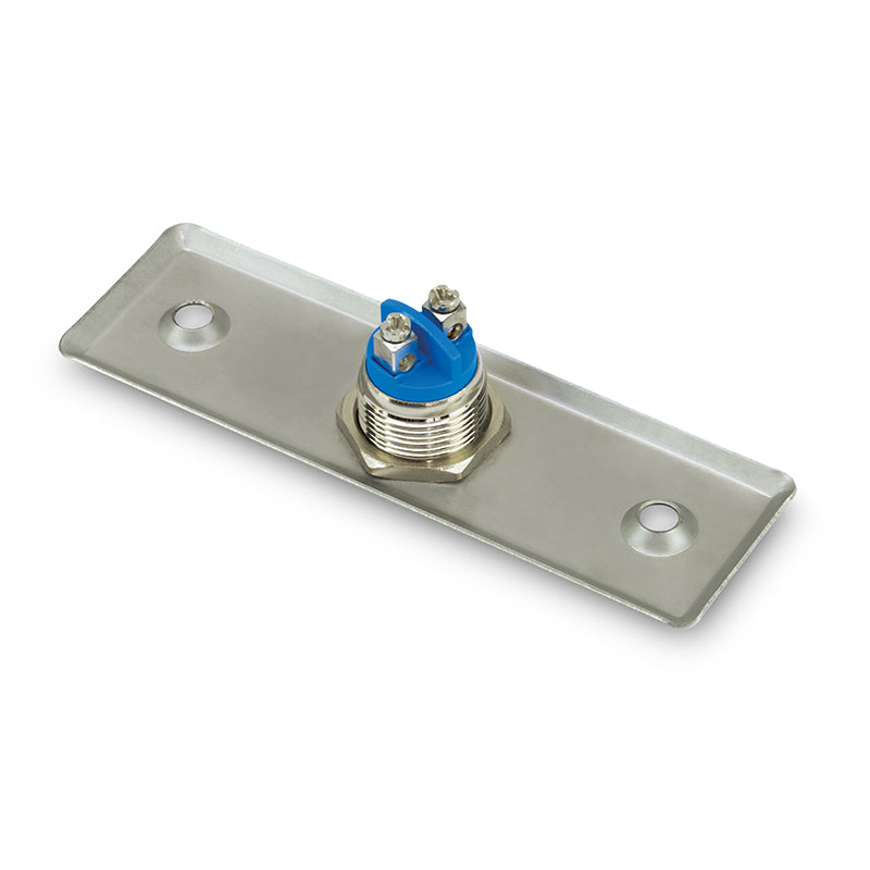Rückseite der Edelstahl-Klingelblende mit sichtbaren Schraubanschlüssen und Tastergehäuse
