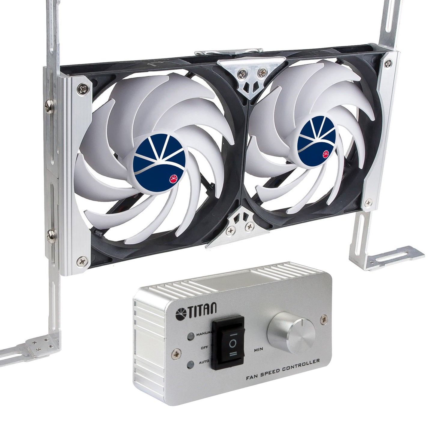 Titan Doppellüfter mit Rahmen und Steuereinheit