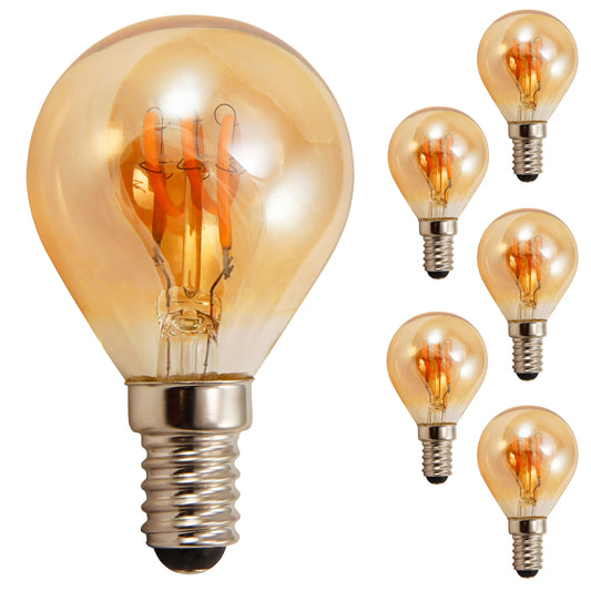 5x Retro LED Filament Glühbirne E14 2W Vintage Lampe Gold Glas Warmweiß 150lm