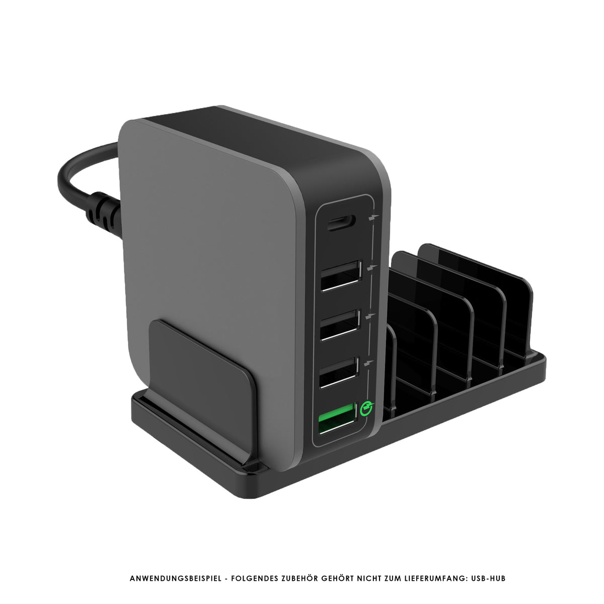 Universal Ständer 6 Fächer Multi Schreibtisch Halterung Schwarz Smartphone Hub